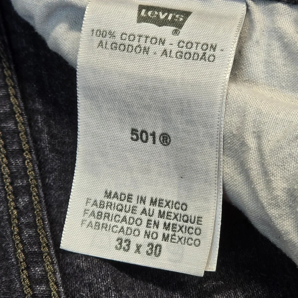 Levis 501 Original Fit Mens Faded‎ Black Straight Leg Button Fly Jeans 33x30